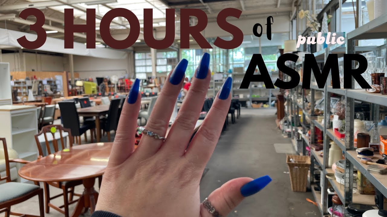 3 hours of public ASMR in a XXL thrift store 🧸📚 no talking & no mid-roll ads