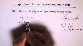 Solve Logarithmic Equation Check Extraneous Roots Q5