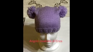 Cappello ai ferri con pon pon -Maglia facile/Knitted hat/Sombrero de punto  - YouTube
