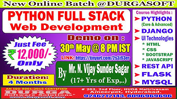 PYTHON FULL STACK Web Development Online Training @ DURGASOFT