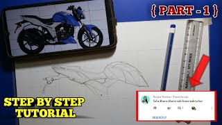 Apache Rtr 160 4V Drawing Tvs Apache 160 How To Draw Bike Step By Step Tutorial