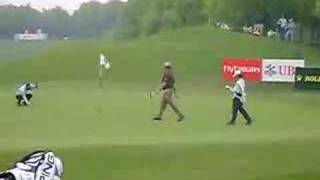 Jimenez rolls in a long putt in Shanghai