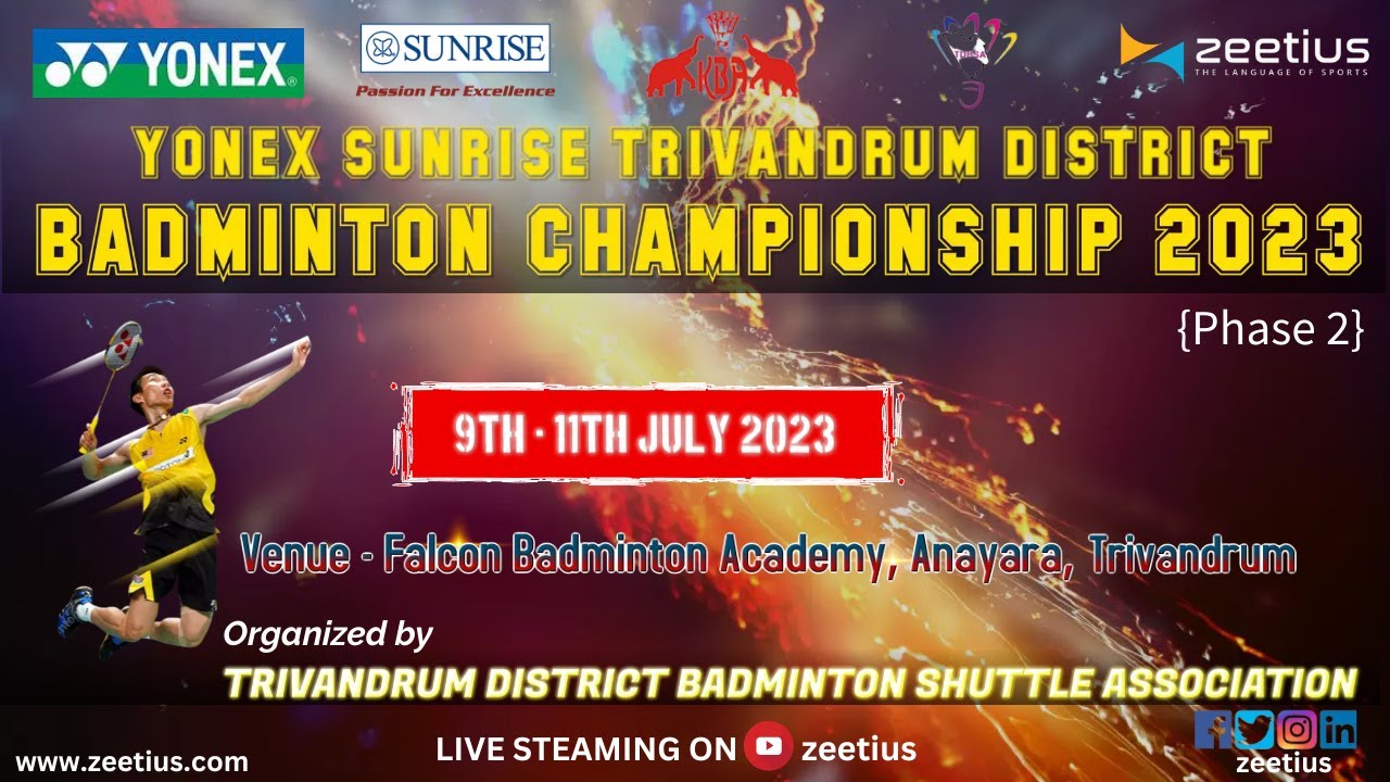YONEX SUNRISE TRIVANDRUM DISTRICT BADMINTON CHAMPIONSHIP 2023 PHASE II - Court 2