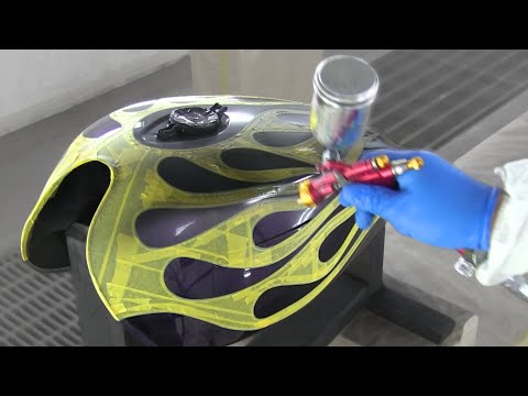 How to paint Ghost flames / Painting method Pearl painting / Motorcycle painting【カスタムペイント】