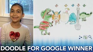 Girl wins Doodle for Google contest with adorable dinosaur drawing