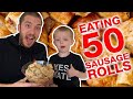 Eating 50 SAUSAGE ROLLS Challenge 😂😋