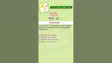 SQL MCQ 12 Sorting Query - Interview Exam Question #shorts #dbms #sql #mcq #quiz #ssitlecturestamil