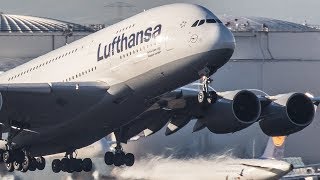LUFTHANSA AIRBUS 380 at Düsseldorf ?? Heavy Evening Arrivals - A380, B777, A340 ...
