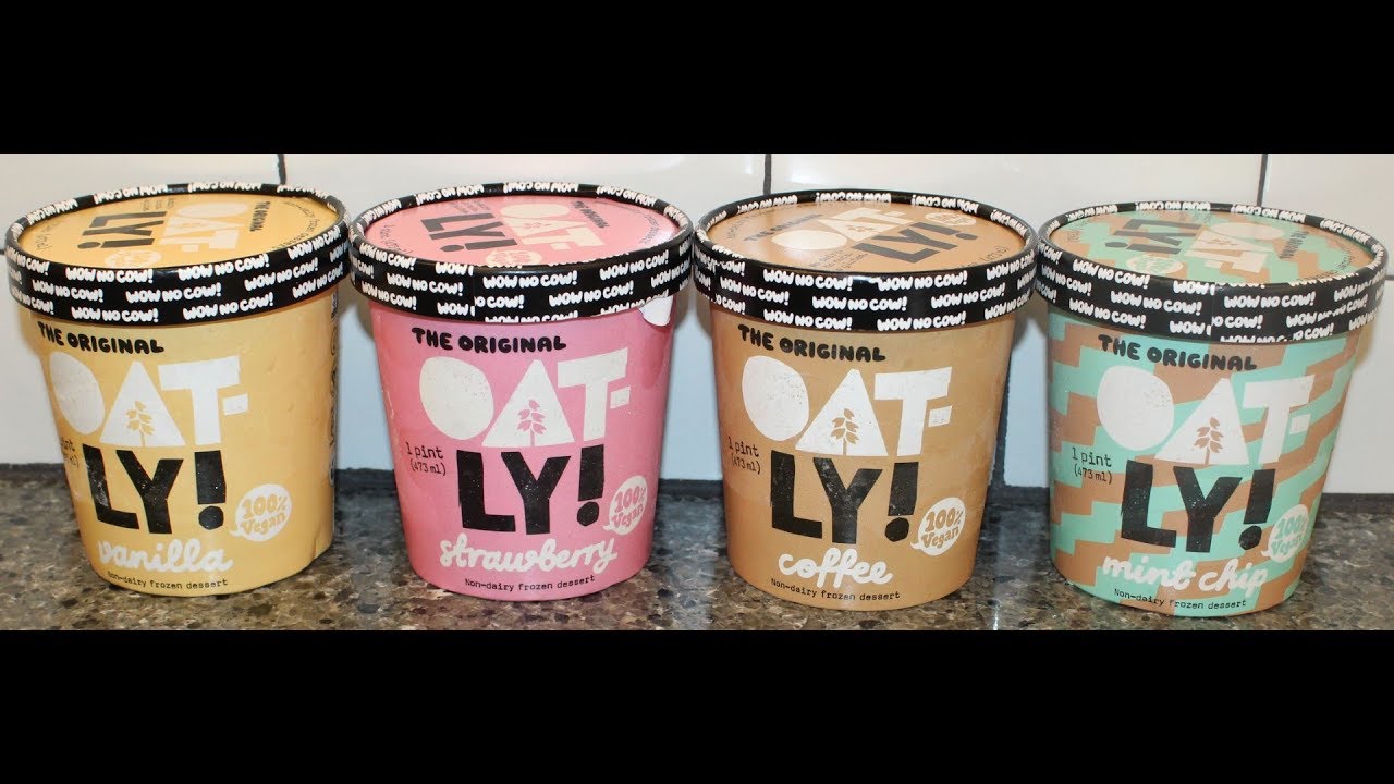 Oatly Non-Dairy Frozen Dessert: Vanilla, Strawberry, Coffee & Mint Chip Review - YouTube
