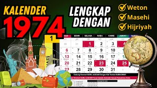 Kalender 1974 Perusahaan Umum Pembangunan Perumahan Nasional didirikan Lengkap Dengan Weton