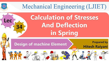 L 34 Calculation of Stresses And Deflection in Spring I Design of machine elements I Mechanical