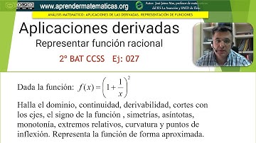 Derivadas. Representar función racional. 2 BAT ccss2 027. José Jaime Mas