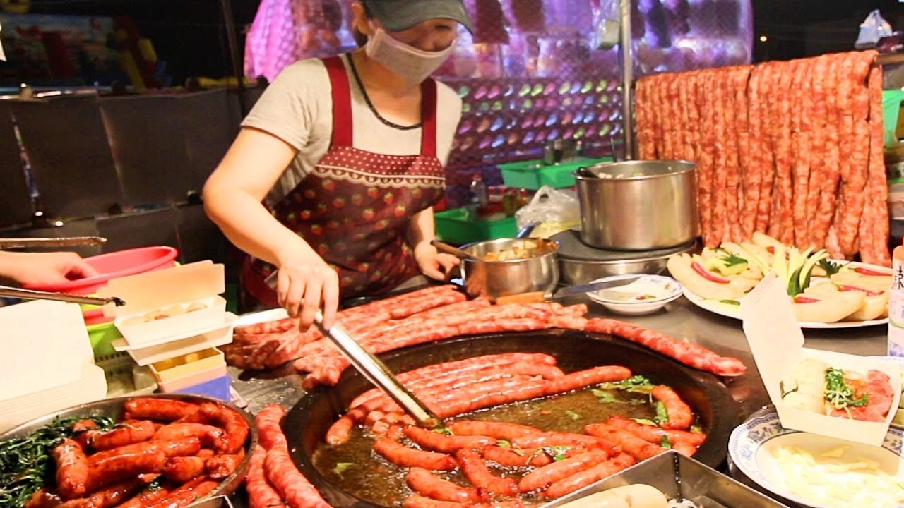 Street Food in Taiwan - MASSIVE Sausage BBQ at Tainan Night Market | BEST Taiwanese Street Food | Luke Martin