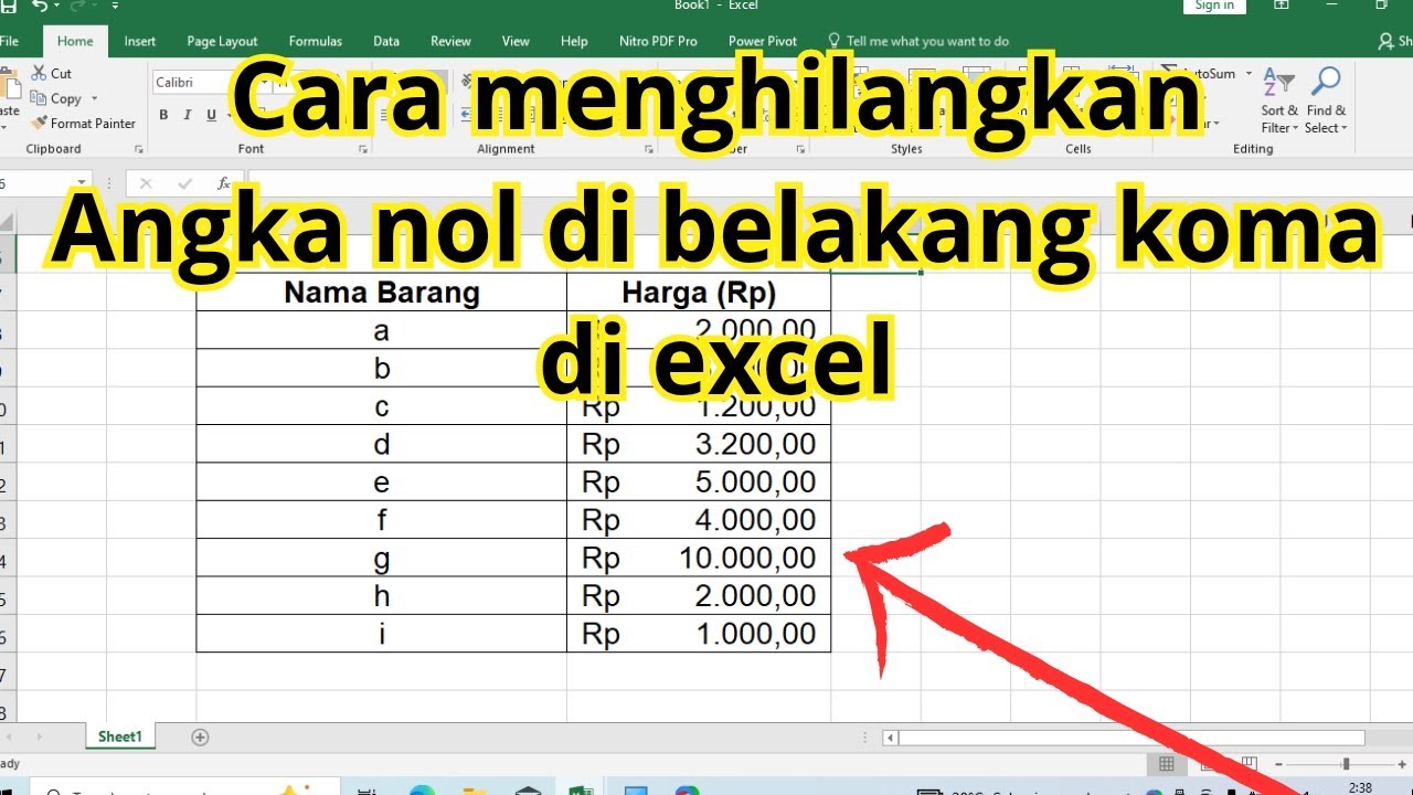 Cara menghapus angka nol di belakang koma pada excel #exceltips #excel ...