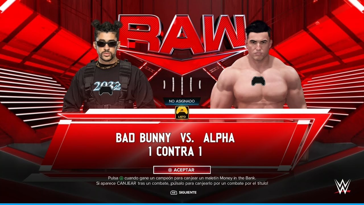 WWE 2K24 - Bad Bunny VS Alpha - RAW | Universo Año 3 - YouTube