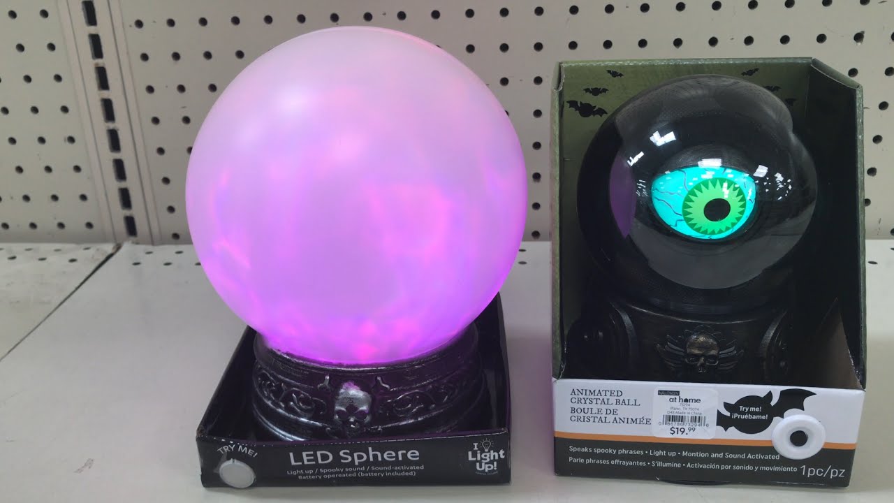 HALLOWEEN MERCHANDISE COMPARISON:  LED Sphere vs Animated Crystal Ball at the AT Home Store.  2017