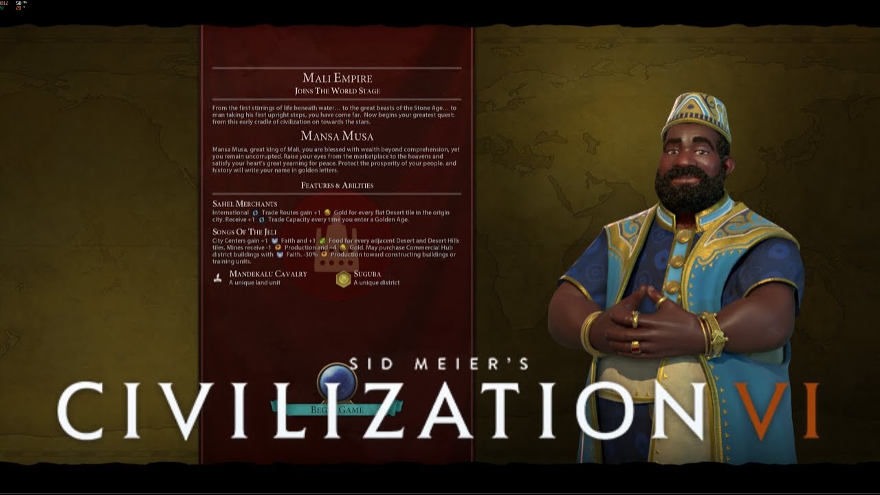 Musa Vi Civilization 6 - Mansa Musa - Immortal - Part1 - YouTube