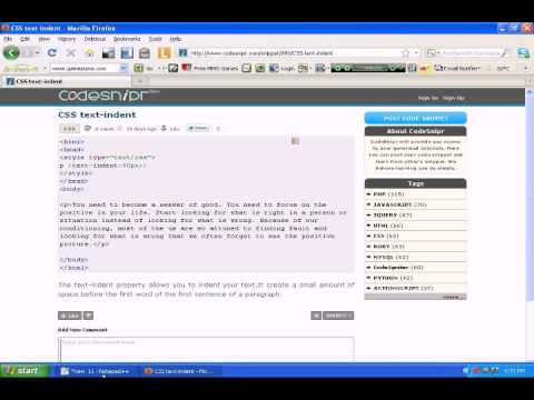 css text indent