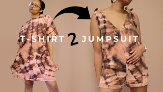 Easy T-shirt to Shorts Jumpsuit Upcycle!