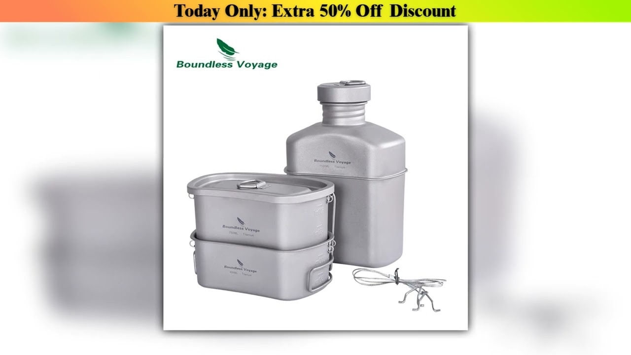 Unboxing Boundless Voyage Titanium Canteen Cooking Set Outdoor Camping Cookware Canteen Cups Set Ul