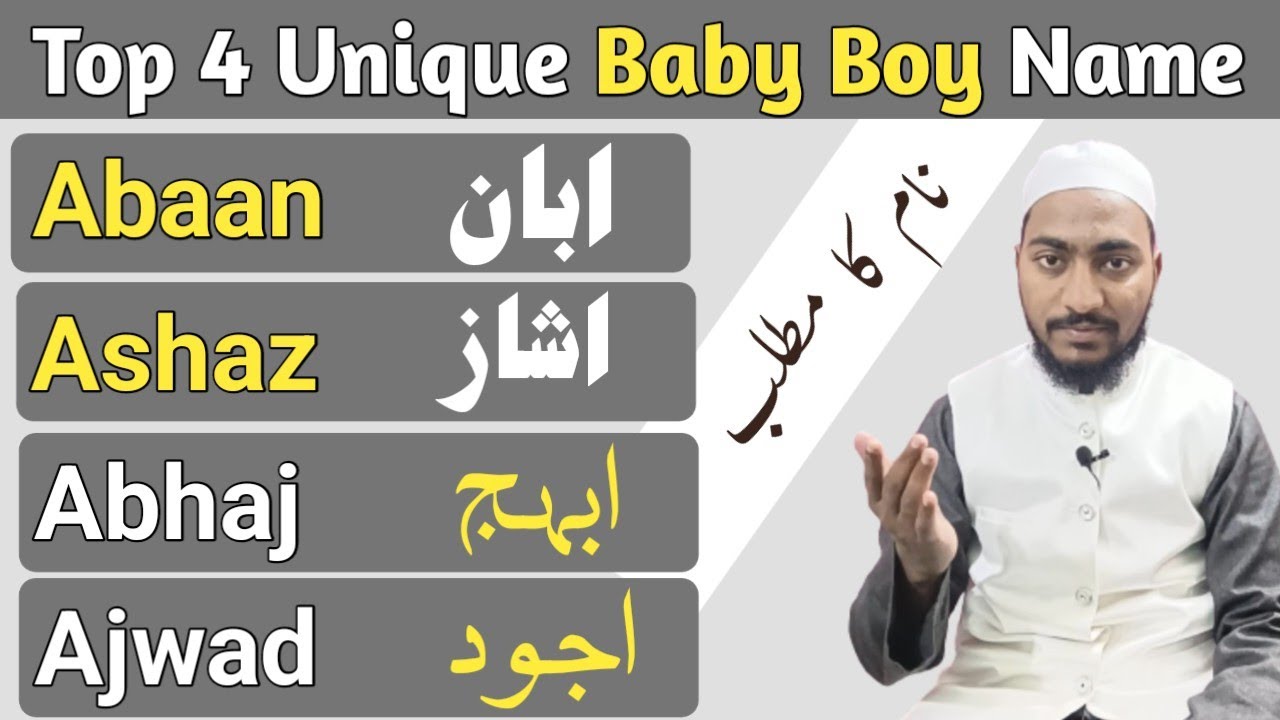 Top 4 Unique Boy Names | Abaan | Ashaz | Abhaj | Ajwad | Name Meaning ...