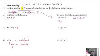 2a.7: Evaluating and Solving when Function is given as a Set of Points Now You Try