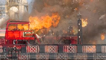 London bus explodes on Lambeth bridge for jackie chan film
