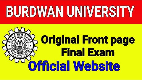 Burdwan University Front page Final Exam