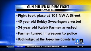 Two arrested at Grants Pass resting site after gun displayed in fight