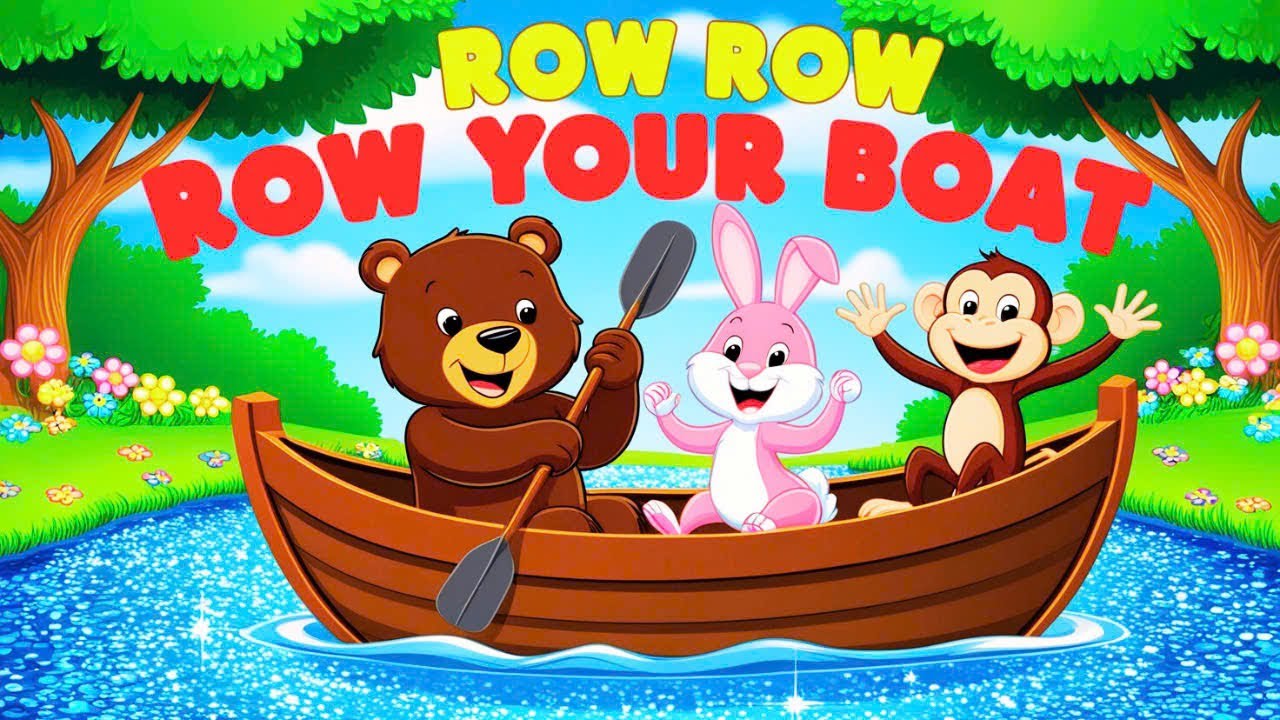 Row Row Row Your Boat |Fun Animal Adventure for Kids| Nursery Rhymes & Kids Songs