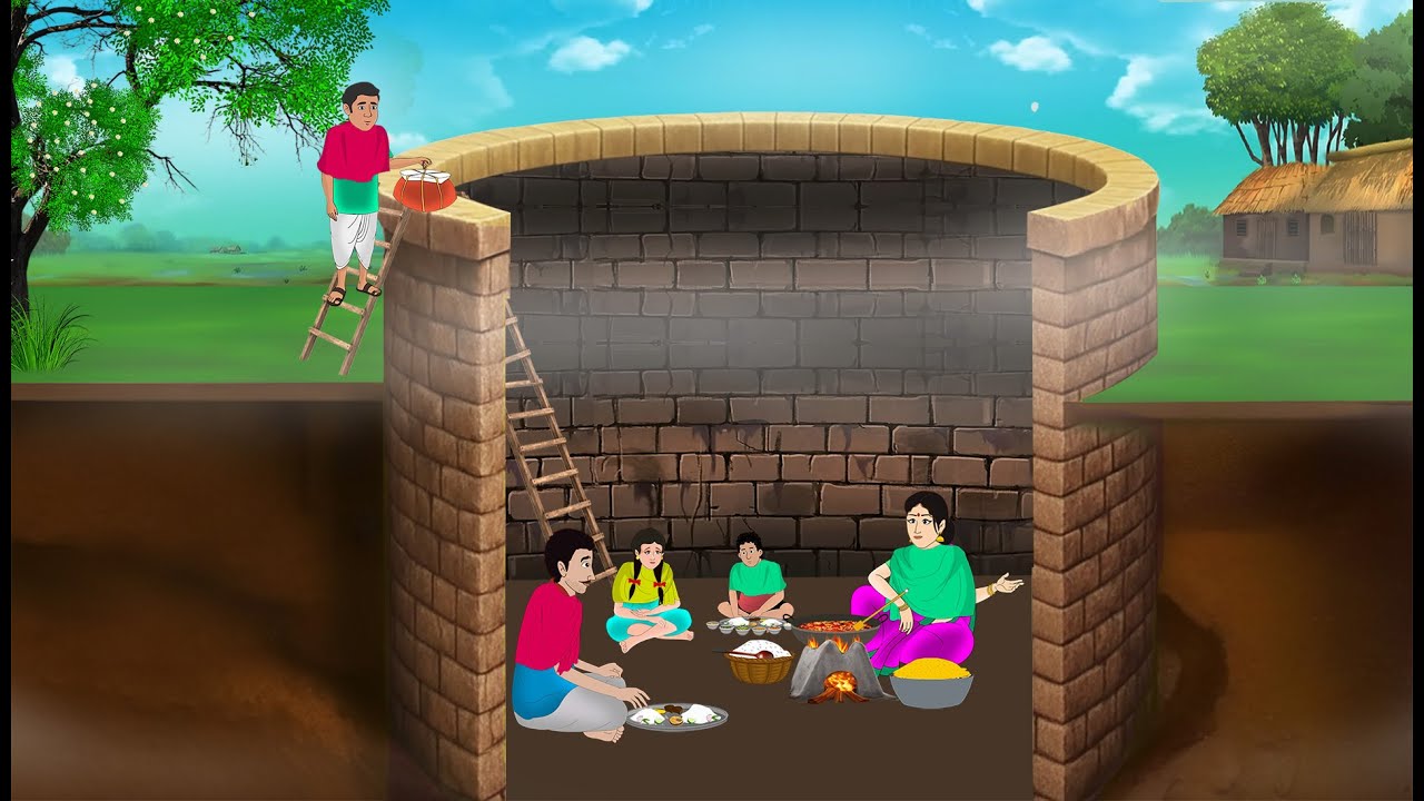 सर्दियों में एक कुएँ में अतिथि भोज | Hindi Story | Hindi Kahaniya | Moral Stories | cartoon story