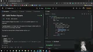LeetCode, 367. Valid Perfect Square (Easy, Binary Search, Python), РЕШЕНИЕ