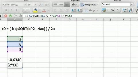Quadratic Equations Using Excel : Using Microsoft Excel