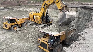 Caterpillar 6015B Excavator Loading Caterpillar Dumpers - Sotiriadis Mining Works