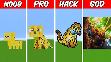 OCELOT Pixel Art Build in Minecraft ! Noob vs Pro vs Hacker vs God - Minecraft Animation