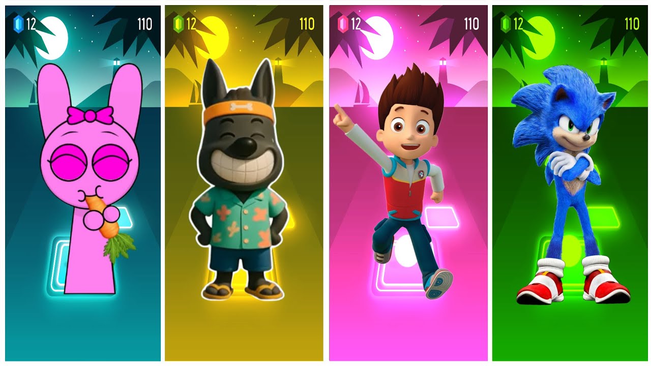 📹 Sheriff Labrador 🆚 Mcqueen Worm EXE 🆚 Bus Eater EXE 🆚 Mcqueen Dinosaur-Tiles Hop EDM Rush🎶