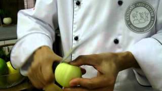 How to peel an apple in CAC. Perform by Chef Bruce.