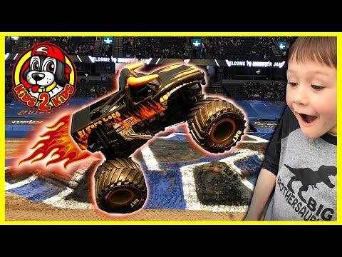 Monster Jam Toy Trucks DIY STADIUM ARENA in a GYM!! - El Toro Loco, Dalmatian, Gas Monkey, Megalodon