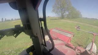 Cab view Case puma 210 pottinger novacat x8 grass mowing