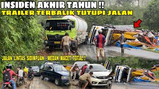 INSIDEN AKHIR TAHUN !! Truck Trailer Terbalik Tutupi Jalan, Jalan Lintas Sumatera Lumpuh Total !!