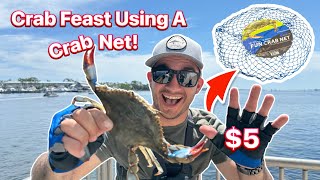 Crab “Catch and Cook” Using a $5 Net!🦀🎣