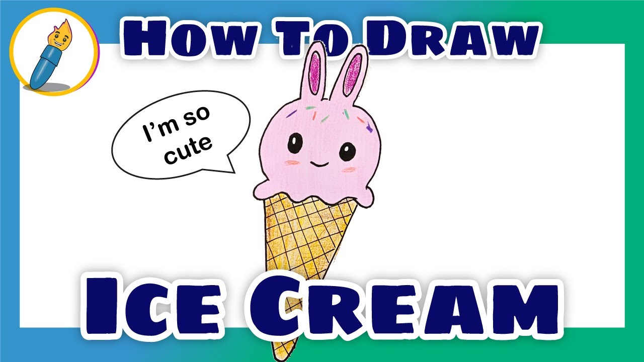 Drawing and Coloring Cute Bunny Ice Cream | Easy to Follow