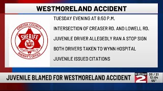 Juvenile Ticketed After 2-Vehicle Crash in Westmoreland