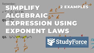 Simplify Algebraic Expression Using Exponent Laws (Part 1)