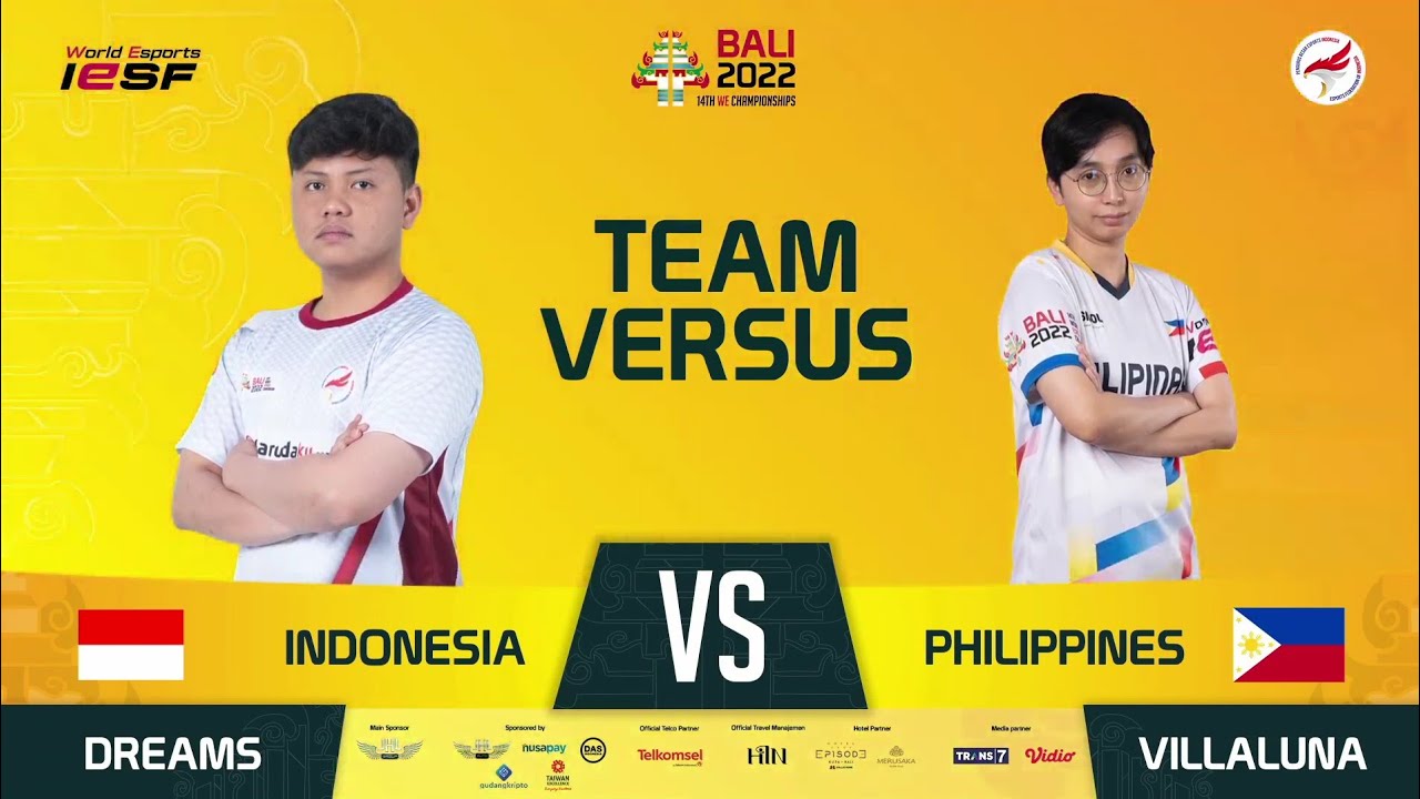 INDONESIA VS PHILIPPINES ( GAME 1 ) IESF 14th WORLD ESPORTS CHAMPIONSHIPS  BALI 2022 FINAL STAGE DAY2 - YouTube