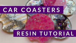 Resin Tutorial coasters that fit in cup holders in your car - fun colorful easy to make