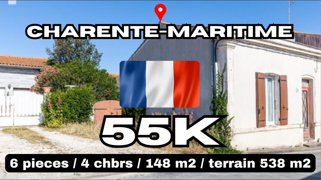 [ENG SUB]  Charente-Maritime | € 55,450 -  Maison 6 pieces, 4 chbrs, 148 m2, terrain 538 m2