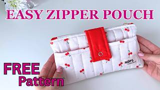 Easy Zipper Pencil Case with Pocket | FREE Sewing Pattern for Beginners
