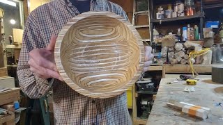 Woodturning - Patterned Plywood Bowl - My First One