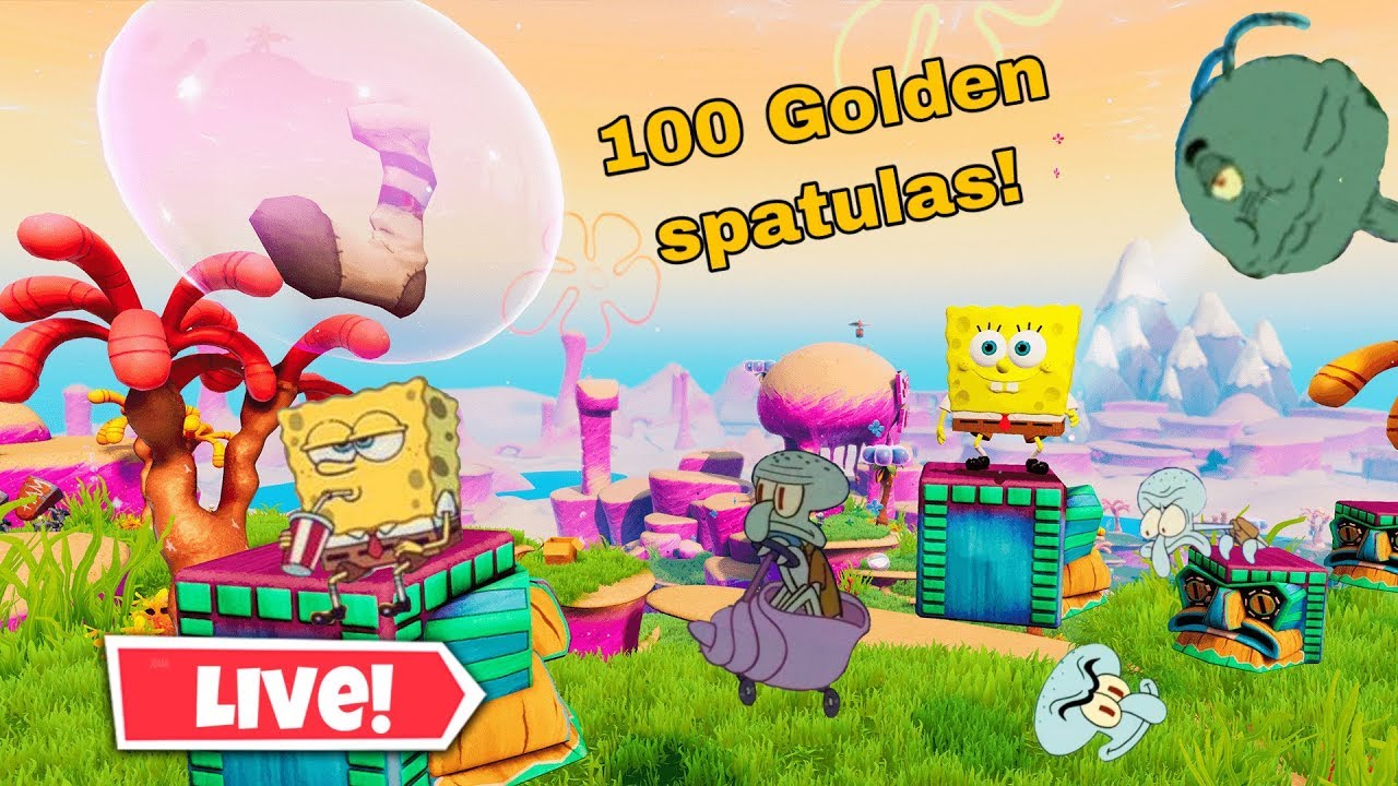 Spongebob Battle For Bikini Bottom Rehydrated Live Stream! 100 golden